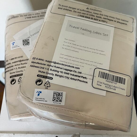 8 Set Beige Neutral Packing Cubes for Travel  Vacation Resort Anti-Tearing Case - Picture 3 of 10